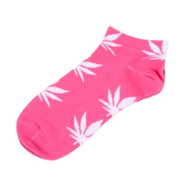 Chaussette Weed Rose et Blanc
