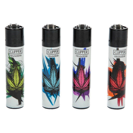 Briquet clipper avec feuille de cannabis
