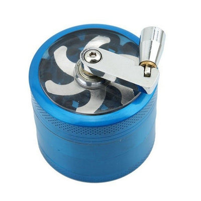 Grinder Cannabis Manivelle 4 Parties Bleu