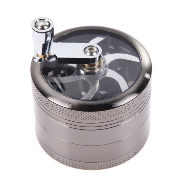 Grinder Cannabis Manivelle 4 Parties Gris FOncé