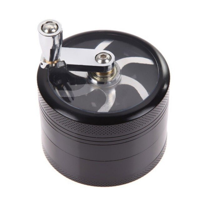 Grinder Cannabis Manivelle 4 Parties Noir