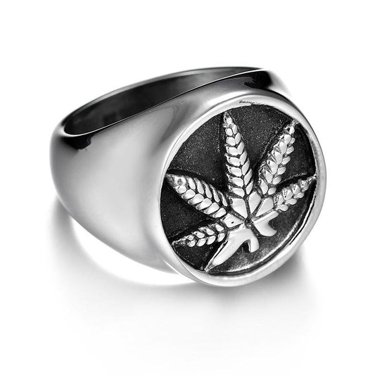 Bague Feuille de Cannabis Homme