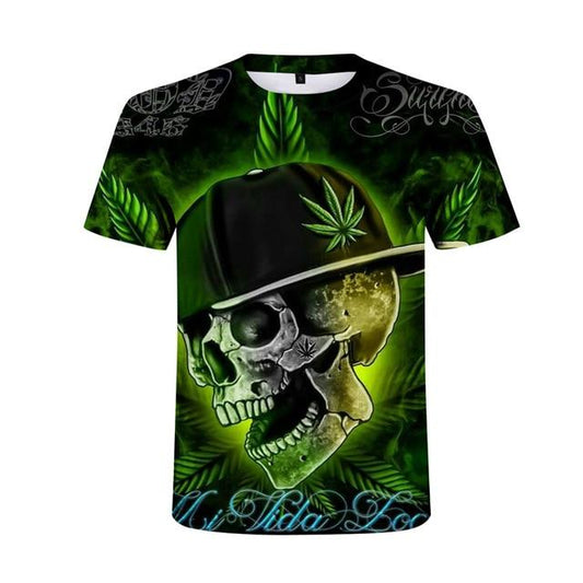 T-Shirt Cannabis Tête de Mort 