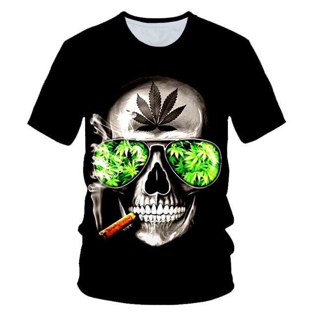 T-Shirt Tête De Mort Qui Fume