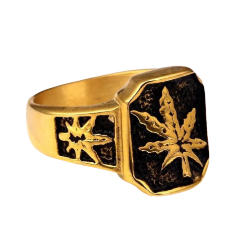 Bague Feuille de Marijuana Or