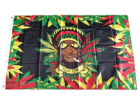 Drapeau Cannabis <br> Rasta avec un Joint