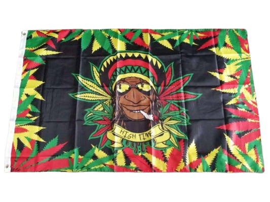 Drapeau Cannabis <br> Rasta avec un Joint