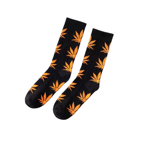 Chaussette Cannabis Noir et Orange
