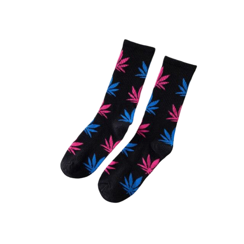 Chaussette Cannabis Noir Rose et Bleu