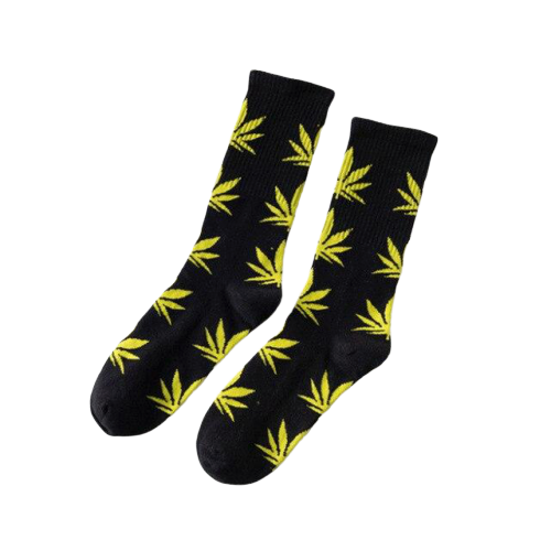 Chaussette Cannabis Noir et Jaune