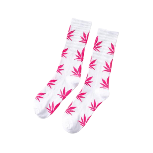 Chaussette Cannabis Blanc et Rose