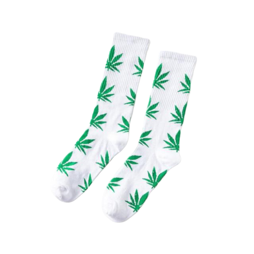 Chaussette Cannabis Blanc et Vert