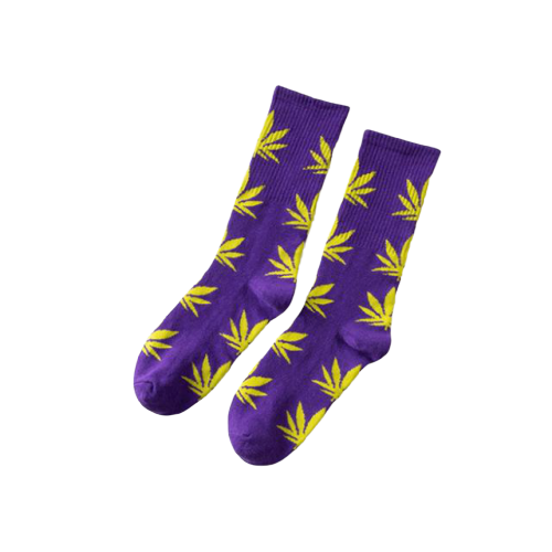 Chaussette Cannabis Violet et Jaune