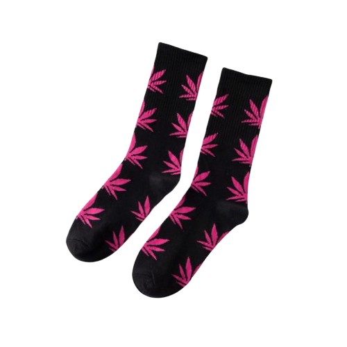 Chaussette Cannabis Noir et Rose