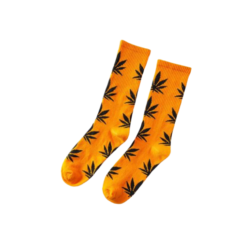 Chaussette Cannabis Orange et Noir