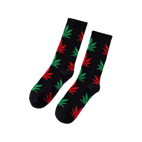 Chaussette Cannabis Noir et Vert et Rouge