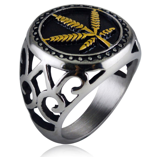 Bague Weed Acier Dorée