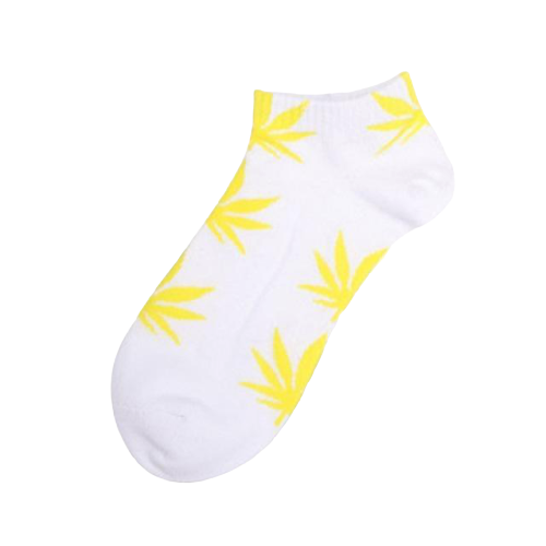 Chaussette Weed Blanc & Jaune