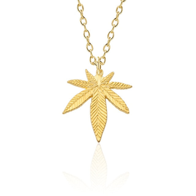 Pendentif Cannabis Or