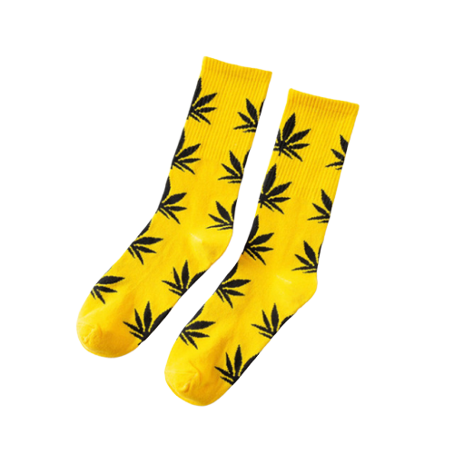 Chaussette Cannabis Jaune et Noir